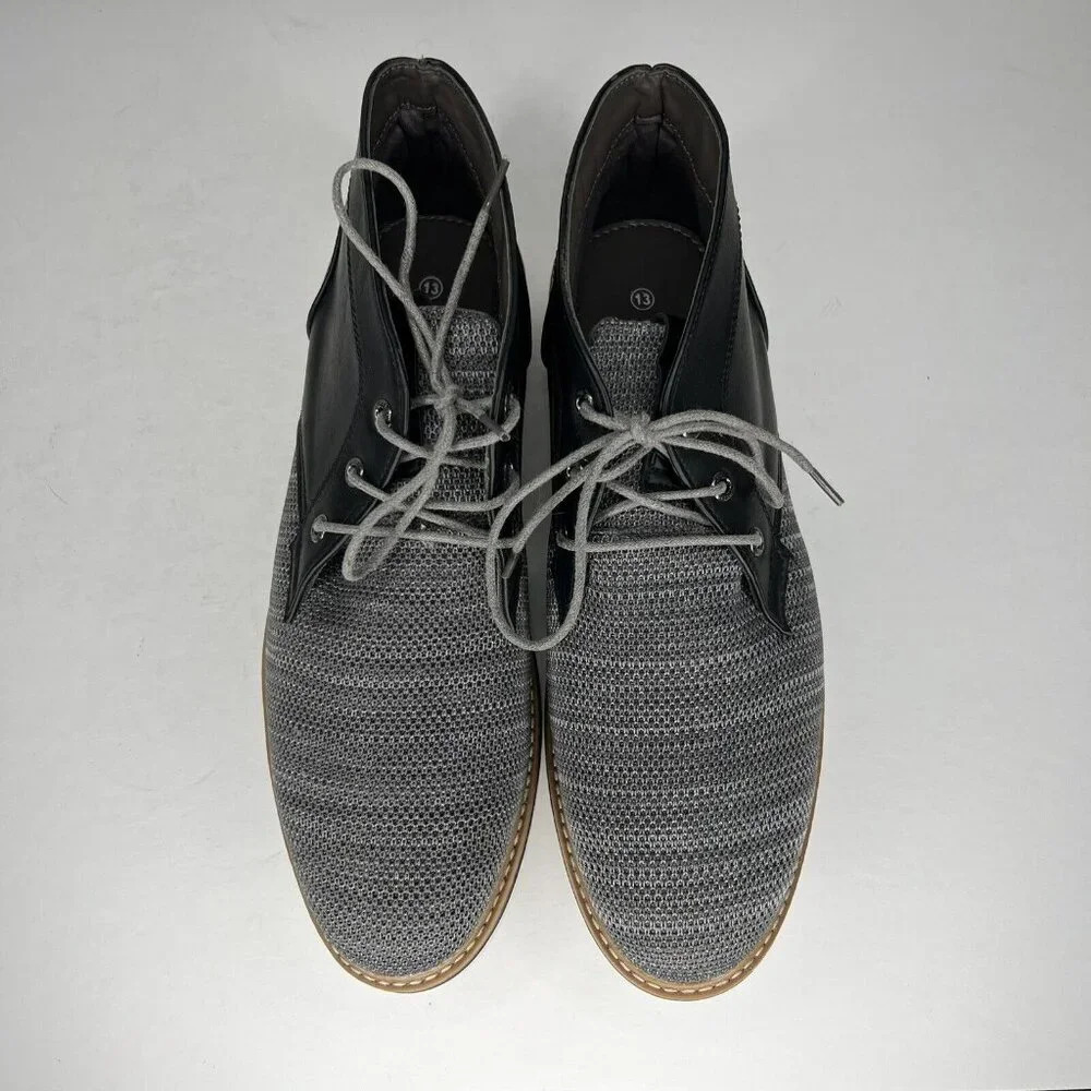 Mario Lopez Hugo Mens Size 13M Gray Lace-Up Two-Tone Casual Sam Ankle Boots